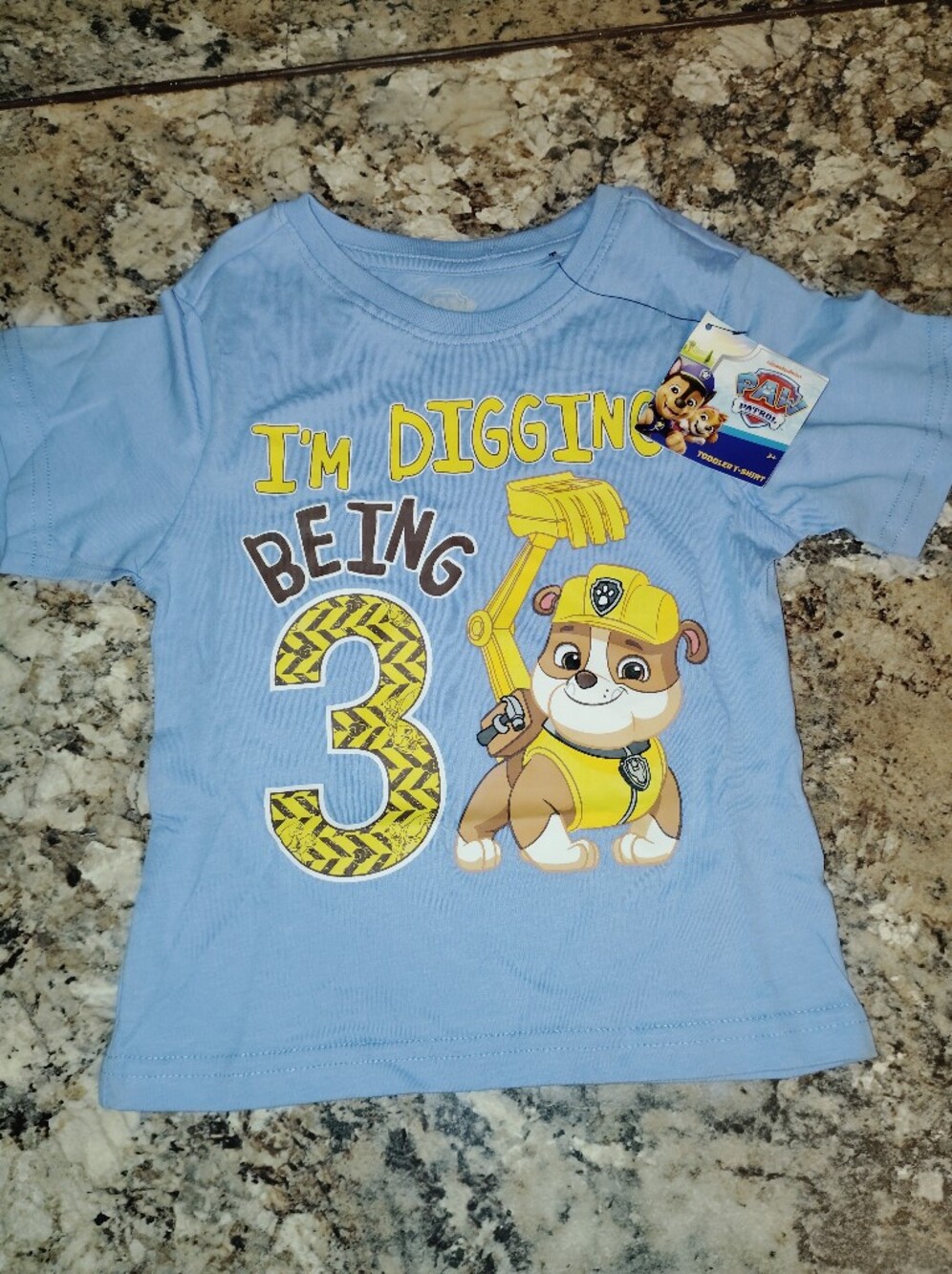 Nwt Nickelodeon Light Blue PAW Patrol 'I'm Diggin' Being 3' Short Sleeve Tee 2t